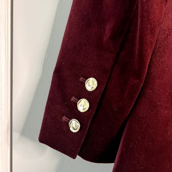 Elie Tahari Single Button Velvet Blazer size 2 Burgundy New - Picture 9 of 9